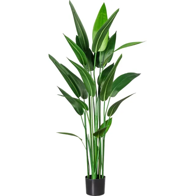 Kopu Kunstplant Canna 140 cm 20 bladeren - in zwarte pot - Bloemriet Groen