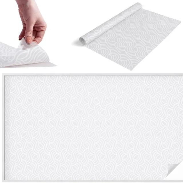 TULUP Raamfolie Anti inkijk - Golven van harmonie Melkglas Folie - 200x116 cm - Wit Anti inkijk Raamfolie Glas in Lood - Zonwerende Raamfolie - Voor de hal, badkamer, kantoor - Privacy Folie Raam Glas in Lood Wit - Golven van harmonie