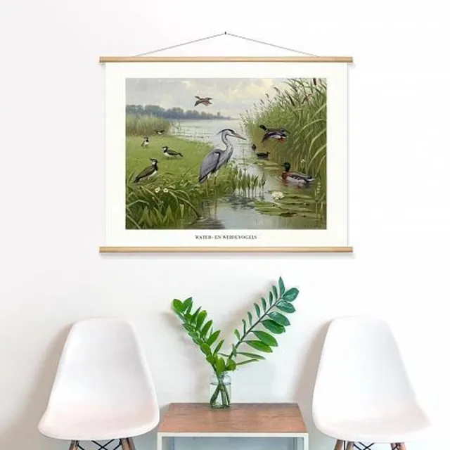 wallchart unlimited Schoolplaat 'Water- en weidevogels' van M.A. Koekkoek wit