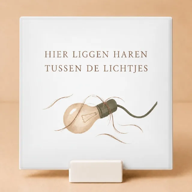 Bedruk King Sfeervolle Huisdier in kerstmodus Tegel – Rustieke Gouache Decoratie voor Dierenliefhebbers en Kerstfans - 11 x 11 cm met houder Wit