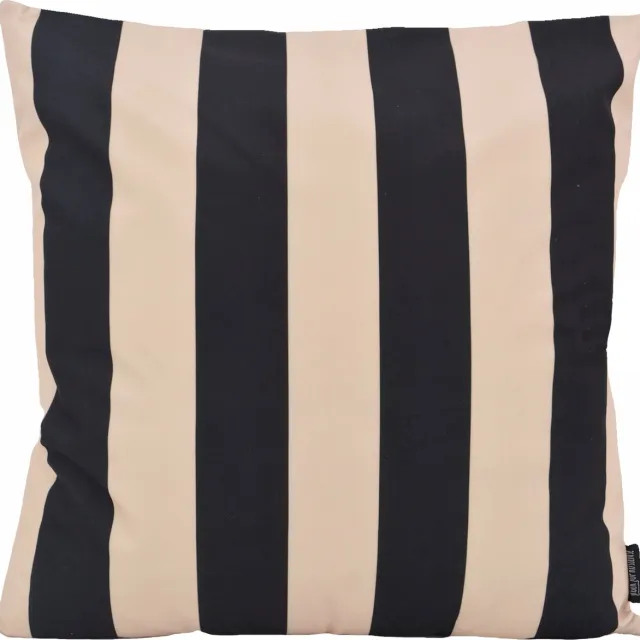 Gek op Kussens! Streep Zwart/Beige Kussenhoes | 45 x 45 cm | Katoen/Polyester
