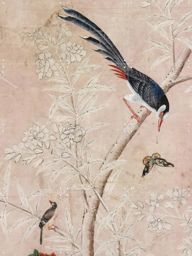 IXXI Chinoiserie, Victoria and Albert Museum - 60 x 80 cm - Grote wanddecoratie en posters - Illustraties, Klassiek, Ukiyo-e, Slaapkamer, Woonkamer Pastel kleuren / Blauw / Lichte tinten