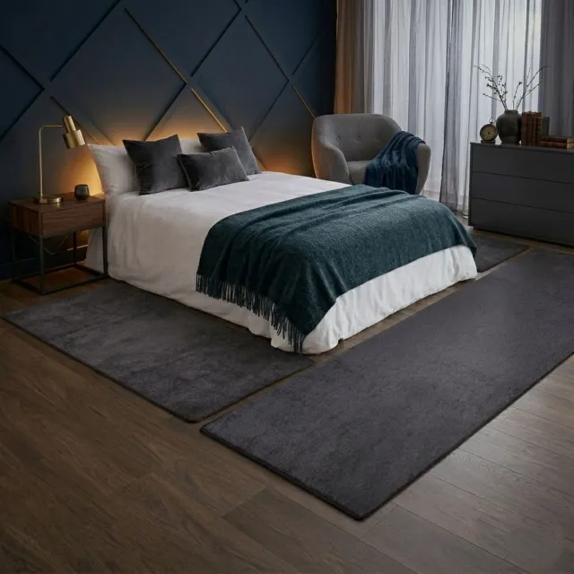 Floordirekt Slaapkamen vloerkleed - Dynasty - Set - Antraciet - 1 Loper 67 x 330 cm + 2 Loper 67 x 130 cm