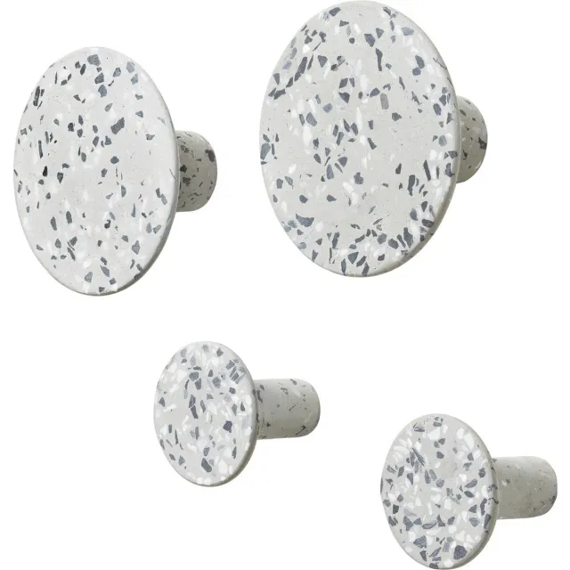 Blomus Ponto kapstokhaken set van 4 terrazzo grijs