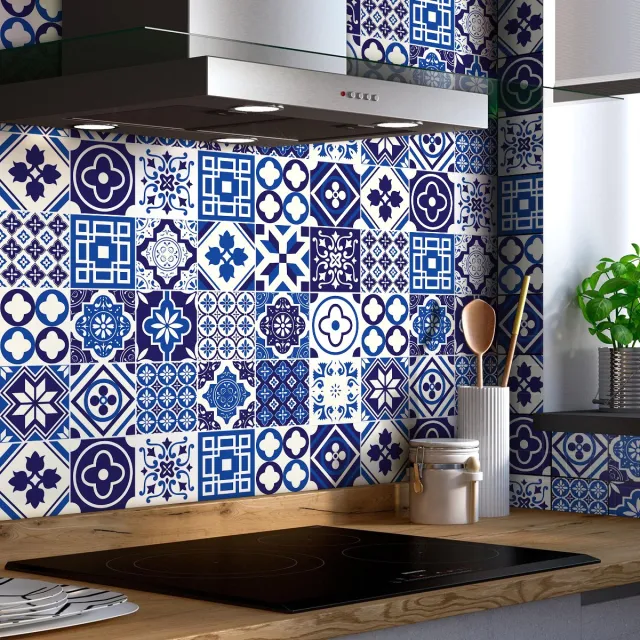 Ambiance Sticker Zelfklevende tegelmuurstickers voor keuken en badkamer - 24 Grenina cementtegelstickers - 24 stickers 15x15cm Multi color