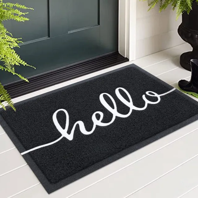 OLANLY Deurmat Binnen Droogloopmat- Schoonloopmat - Hello Deurmat - 60x90 cm - Zwart