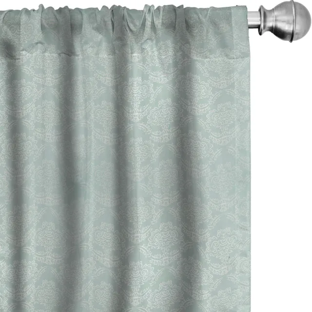 ABAKUHAUS Victoriaanse Bladmotief Gordijnen – 2x75x225 cm – Mikrofaser – halfdonker, amandelgroen en wit Almond Groen en Wit