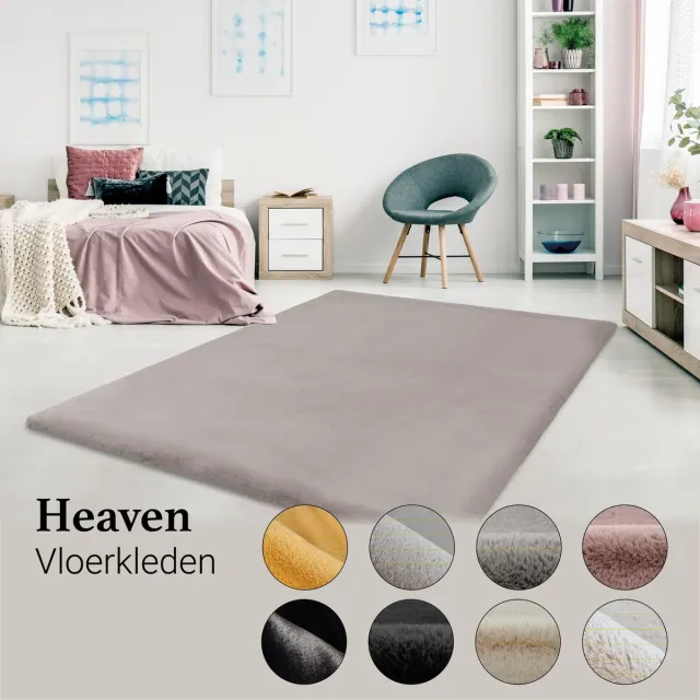 Tapijtenmagazijn Lalee Heaven - Vloerkleed - Tapijt – Karpet - Hoogpolig - Superzacht -comfy Fluffy - rabbit fur- 80x150 cm Taupe