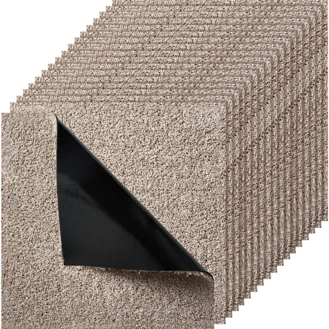 Vevor Tapijttegels 18x18 Inch, 10 Stuks Peel And Stick Tapijt Vierkant Tapijt, Zelfklevend Commercieel Vloerbedekking Zacht Gevoerd voor Naadloze Bedekking 22,5 Vierkante Voet, Eenvoudig Diy voor Woonkamer Kantoor, Lichtbruin