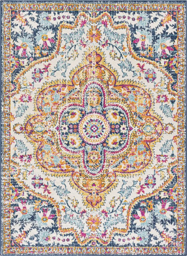 Surya Willow vloerkleed vintage oosters meerkleurig blauw