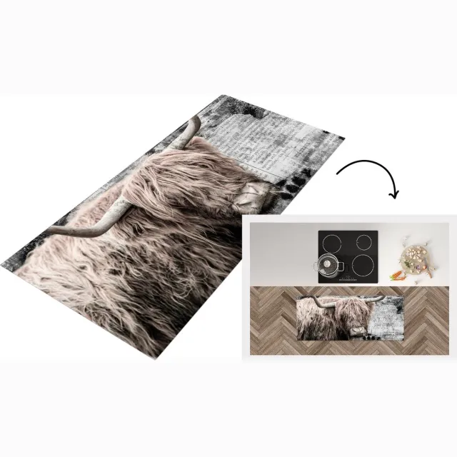 KitchenYeah Keukenloper - Loper keuken - Schotse hooglander - Vintage - Boek - Keukenloper vinyl Multicolor