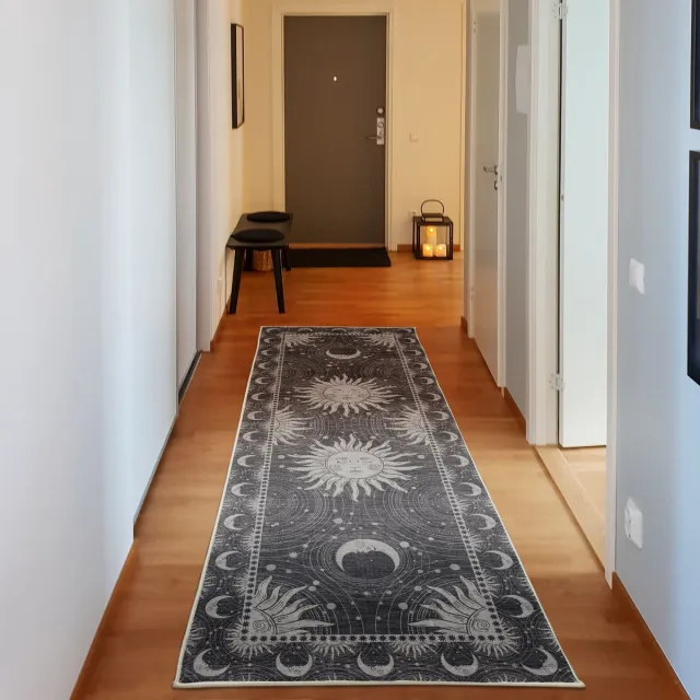 ABAKUHAUS Vloerkleed - Woonkamer Tapijt – taupe – 76 x 229 cm – Hoogpolig – sterren