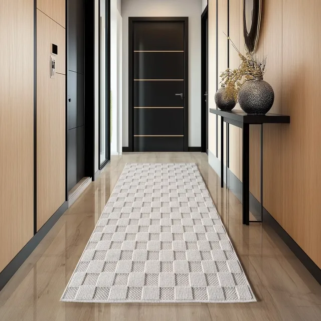 Ayyildiz Helix Geruit Vloerkleed Creme 200x290 cm – Laagpolig Tapijt met Ruitpatroon – Modern Vloerkleed voor Woonkamer en Slaapkamer