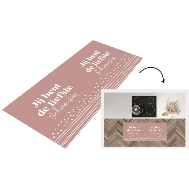 KitchenYeah Keukenloper - Loper keuken - Zus - Roze - Quote - Keukenloper vinyl Multicolor