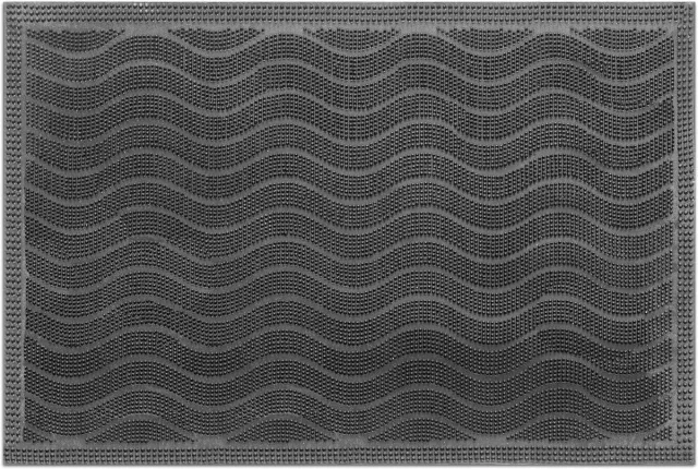 GARRONDA 45 x 75 cm Voetmat Rubbermat Schoonloopmat Golven GD-0261 Zwart (Golven)