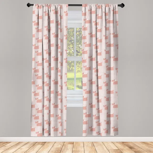 ABAKUHAUS 2-delige honden gordijnen – 75x245 cm – microvezel – donker zalm en wit Donker zalmroze