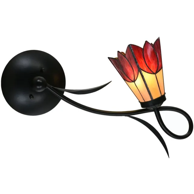 Coloured by Art Tiffany Wandlamp / Plafonnière Lovely Fleur de Vanneau Kievitsbloem - Art Deco Trade Rood