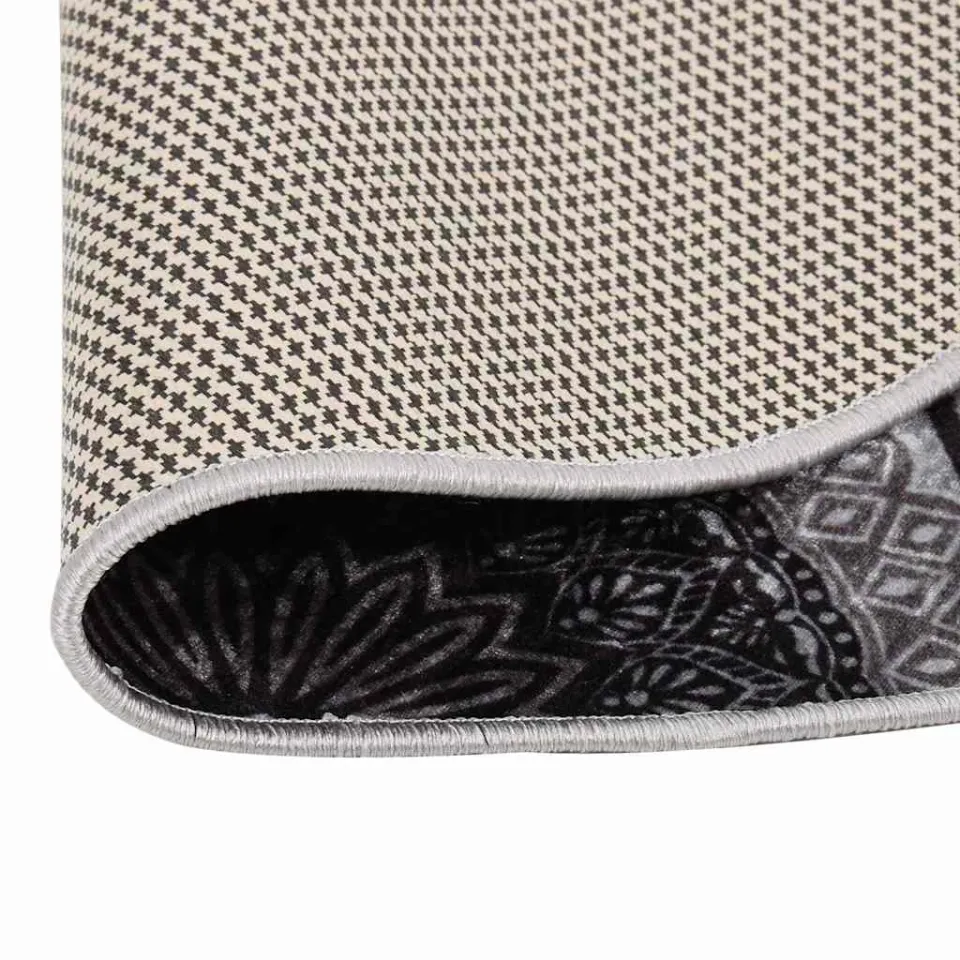 vidaXL Vloerkleed wasbaar anti-slip ø120 cm zwart en grijs, foto 3