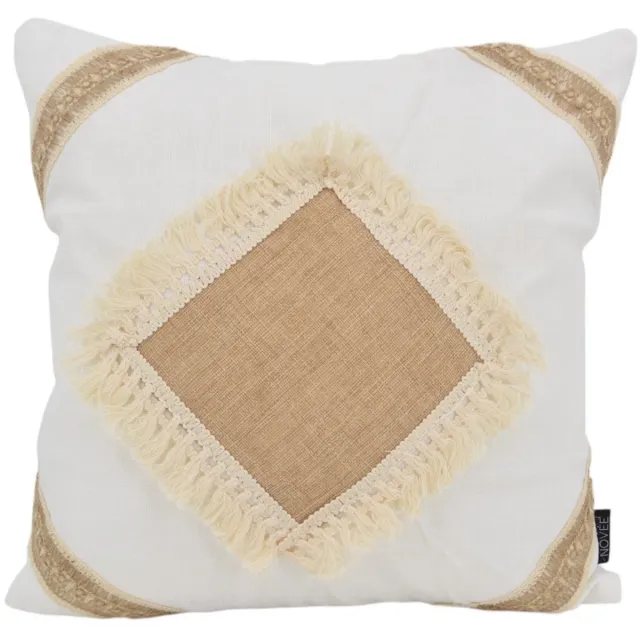NOVÉE Square Jute Kussenhoes | 45x45 cm | Katoen/Jute wit 45x45