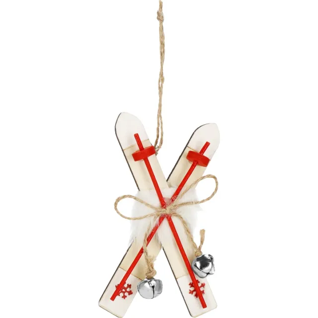springos Kerstboomhanger | Ski's | 2 Stuks | 12.5 cm Naturel