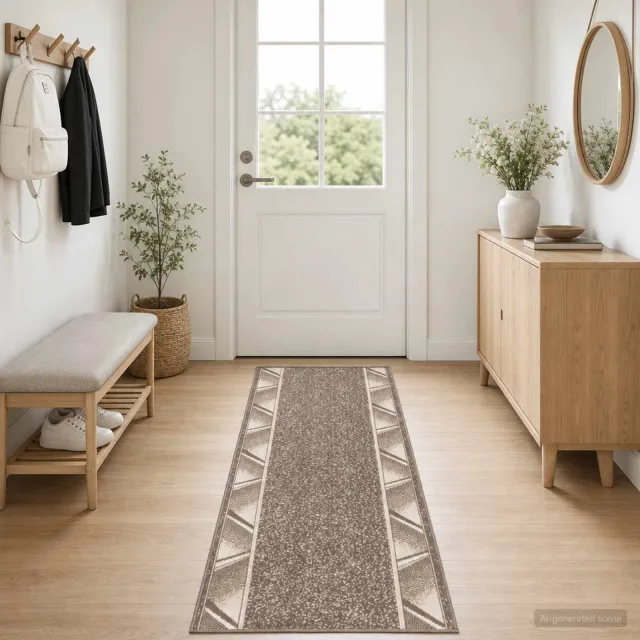 vidaXL Tapijtloper FLORNES Geweven Taupe Zigzag 80 x 450 cm PP 7 mm, foto 2