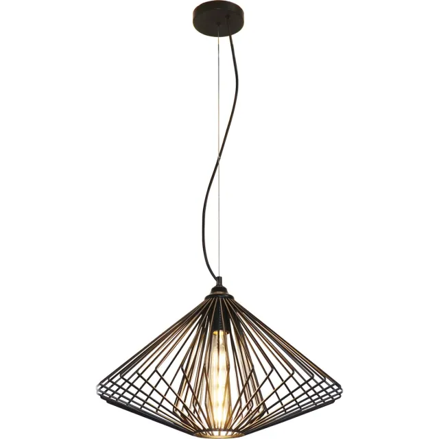 Fantasia Daxos hanglamp zwart, stalen kap Ø48cm, hoogte 29cm, 1x E27-fitting, kabel 313cm, IP20