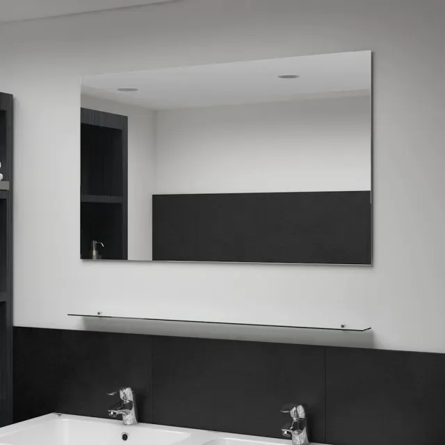 vidaXL Wandspiegel met schap 100x60 cm gehard glas Zilver