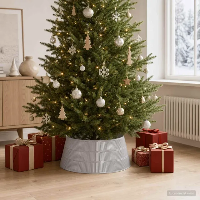 vidaXL Kerstboomrok Kegelvormig zilver Dia. 73 x 25,5 cm Kunststof