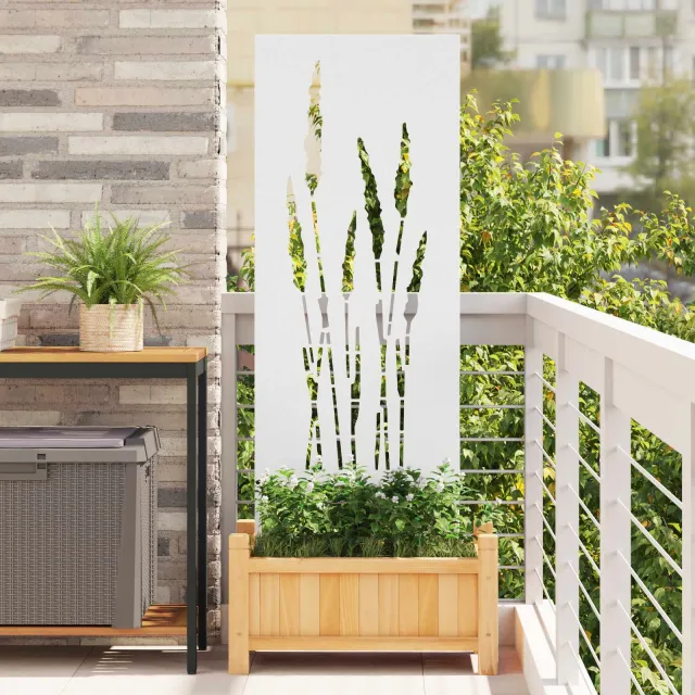 vidaXL Tuin Privacy Screen Bloemen Wit 50 x 140 cm Koudgewalst staal