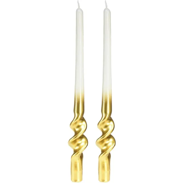 Kaemingk Gedraaide kaarsen witgouden spiraalkaarsen Ø2cm H30cm 2 st Veelkleurig