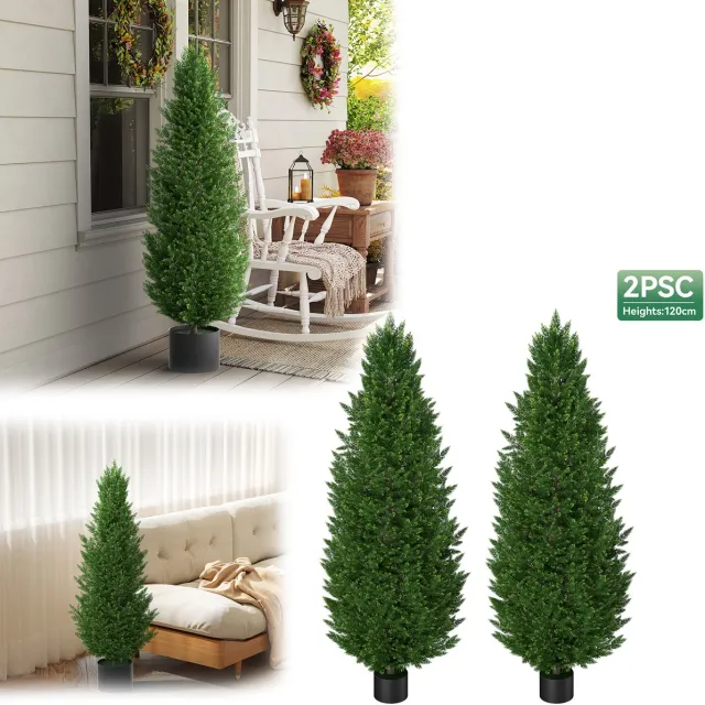 Aufun Kunstcederplant 120cm Kunstplanten met pot, Kunstcipres, Kunstboom voor woonkamer, slaapkamer, kantoordecoratie (2 stuks) groente