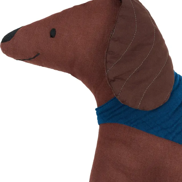 Nobodinoz Toby de Hond - Frans Linnen - 60x10x8cm - Pruim Bruin