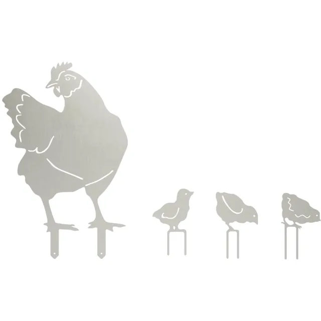 vidaXL Tuinstekers - Set - van - 4 - 47,5 - x - 30 - cm - Roestvrij - staal - zilver Roestvrij staal