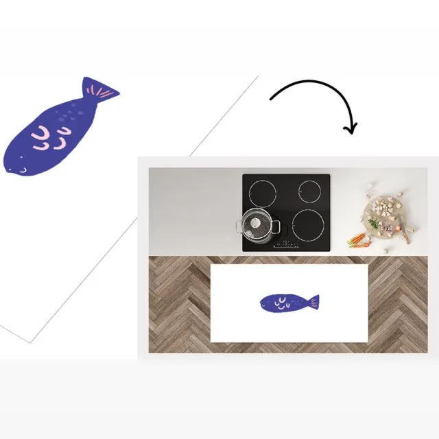 KitchenYeah Keukenloper - Loper keuken - Vis - Pastel - Paars - 120x60 cm - Keukenloper vinyl Multicolor