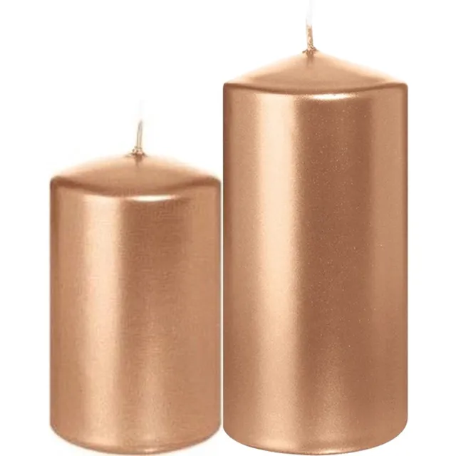 Trend Candles Cilinder Stompkaarsen set 6x stuks rose goud 8 en 12cm Goudkleurig