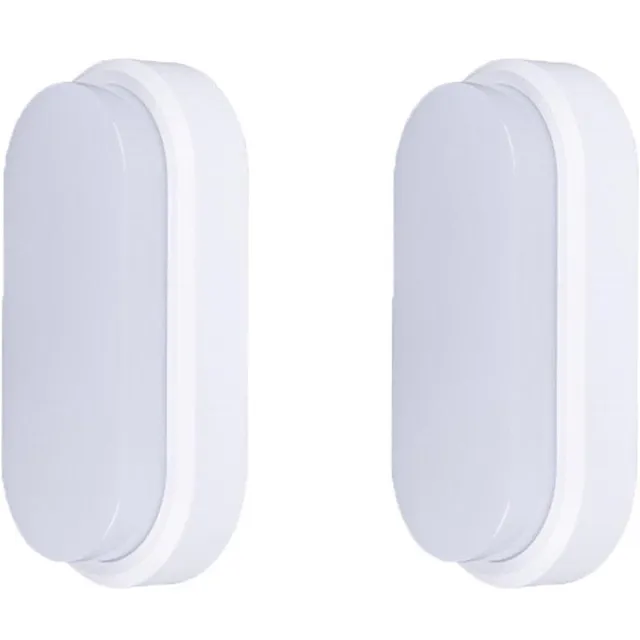 GelldG 2 Stuks Plafondlampen - LED Plafondlamp Extra Dun - 19,5x9,5cm 230V IP54 - Veilig Duurzaam voor Badkamer en Slaapkamer - Kunststof - Geschikt voor Woonkamer Keller en Gang Wit