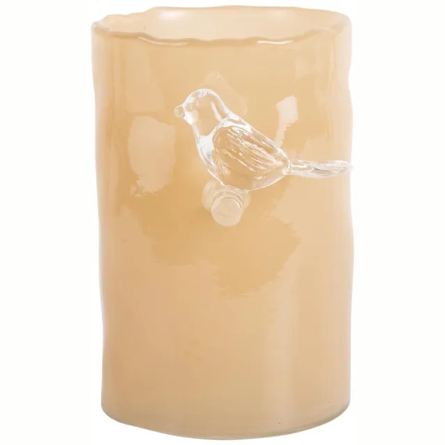 Present Time Vaas Bird On Branch - Zachtgeel - 9.5x9.5x15cm - Glas - Scandinavisch - Bloemenvaas - Woondecoratie - Decoratieve vaas voor woonkamer of slaapkamer