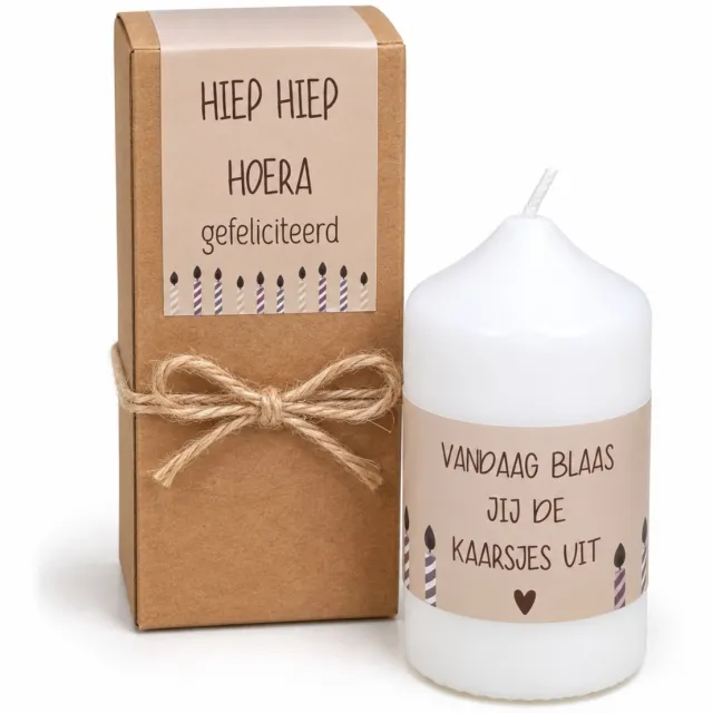 Memories Are Timeless Verjaardag Kaars Cadeau - Vandaag Blaas Jij de Kaarsjes Uit - Klein Verjaardagscadeau - Naturel
