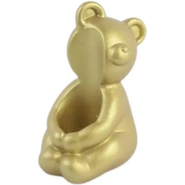 Ideas4seasons Kaarsenhouder - beertje die kaars knuffelt - kandelaar gouden hug - 6 x 8cm - funcadeau schoencadeau - kerst cadeau tip
