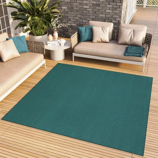 Tapiso Mono Square Vloerkleed Donker Blauw Laagpolig Vierkant Tapijt Maat- 250x250