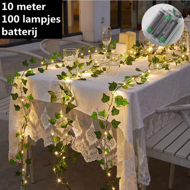 Xtraworks led lichtstring/lichtsnoer -esdoornblad 10 meter 100 lampjes-wekt op batterij