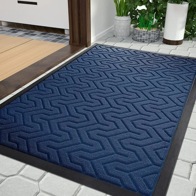 Ibenzoa Robuuste en Antislip Entree Mat van Natuurlijk Rubber, Ideaal voor Huis, Garage en Tuin – 92 x 61 cm, Blauw