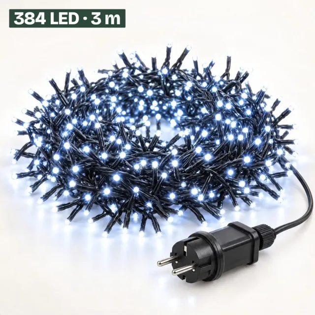 Levano Kerstverlichting 384 LED 2,8 m Koud Wit - Kerstboomverlichting - Clusterverlichting voor Binnen en Buiten - Lichtsnoer Buiten - Kerstlampjes - LED Verlichting - Lichtslinger - Buitenverlichting Kerst - Sfeerverlichting - Kerstversiering