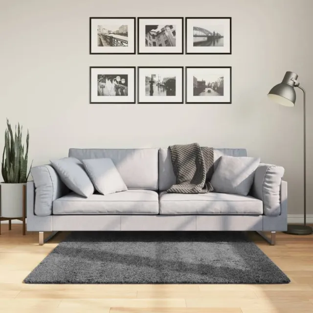 vidaXL Vloerkleed OVIEDO laagpolig 120x120 cm antracietkleurig, foto 2