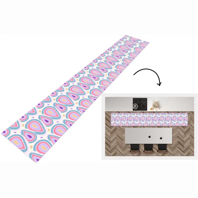 KitchenYeah Keukenloper 300x50 cm - Keukenmat vinyl Patroon - Agaat - Retro - Paars - Keukenmatten loper - Keuken vloerkleed tapijt