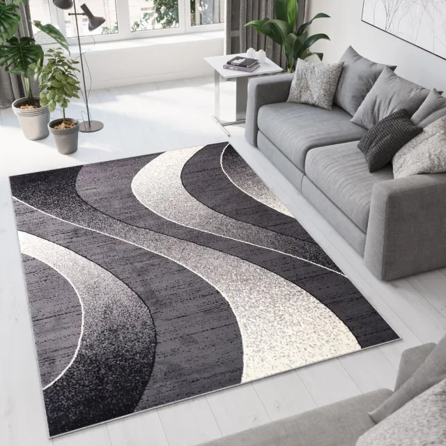 Tapiso Dream Vloerkleed Grijs Donker Modern Golven Woonkamer Tapijt Maat- 60x100