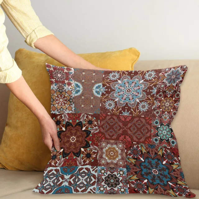 ABAKUHAUS Bruin Kussenhoes, Victoriaans Mandala, Kussenhoes met Dubbelzijdig Patroon, Heldere Digitale Print, Kleurecht, met Ritssluiting, 40 x 40 cm, Meerkleurig