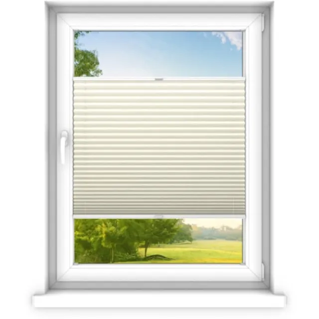 time4blinds Plisségordijn zonder boren op - Vouwgordijn - Plisségordijn privacy en zonwering - Eenvoudige installatie - Kant-en-klaar plisségordijn - 120x190 cm - Roomwit Creamwhite