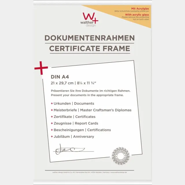 Walther New Lifestyle - Kunststof lijst - Fotoformaat 21x29,7 cm (DIN A4) - Kunstglas - Wit