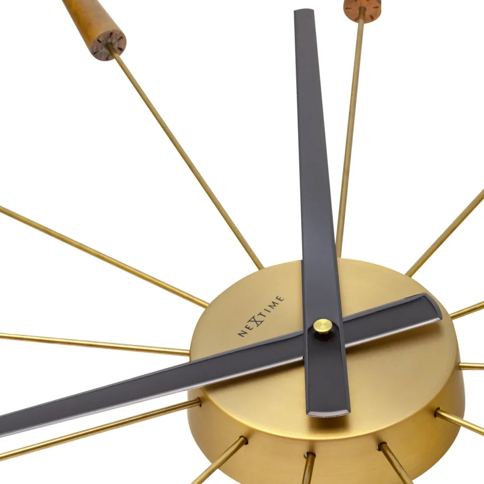 NeXtime Grote wandklok 58 cm - Geruisloos - Hout/roestvrij staal - "Plug-Inn", foto 6
